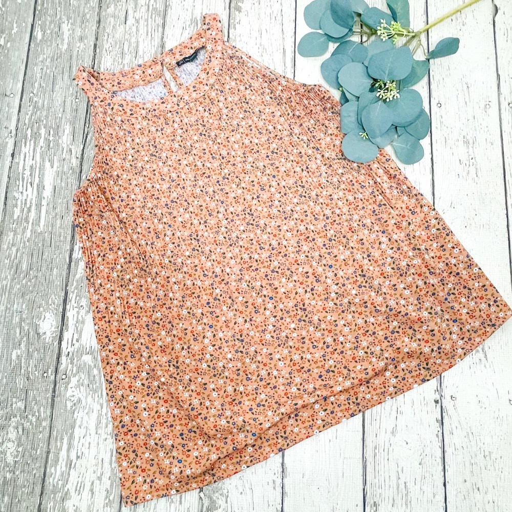 Adrianna Papell Floral Pleated Halter Neck Tank Top